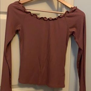Off the shoulder lettuce trimmed top